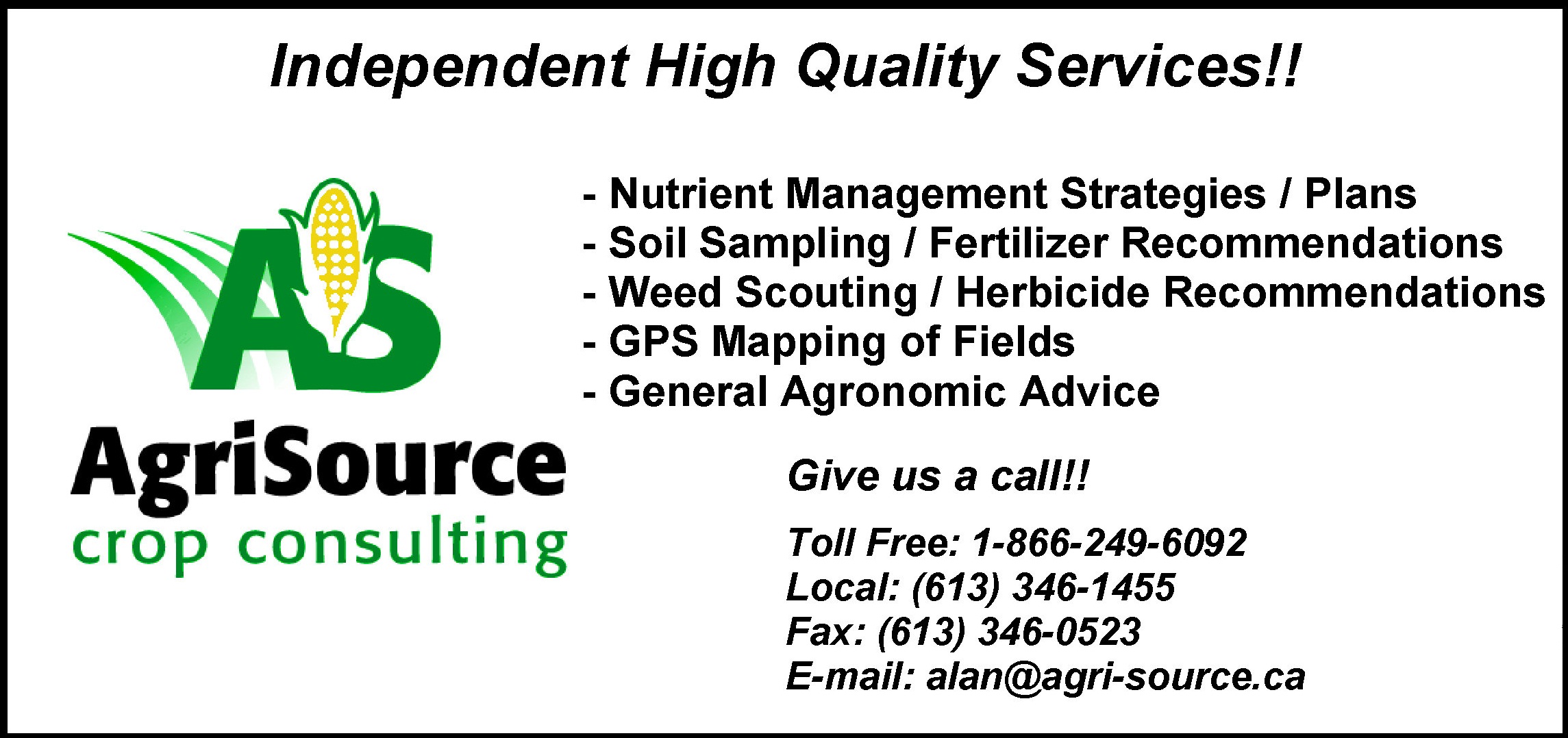 AgriSource business card